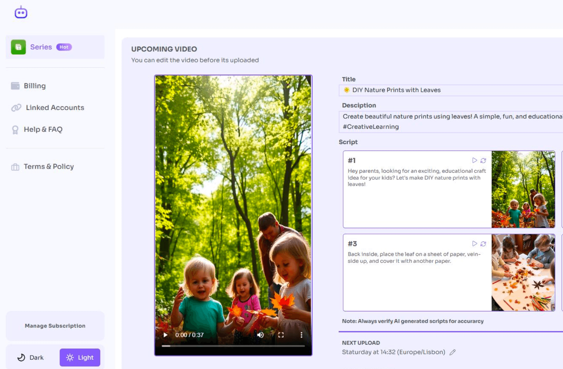 Preview & customise - How Shortsbot works step 2